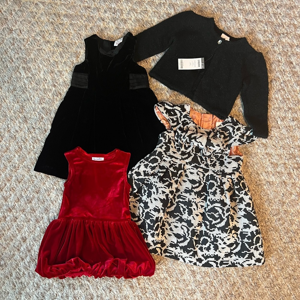 Baby Girl Christmas Holiday Formal Dress & Sweater Lot/Bundle